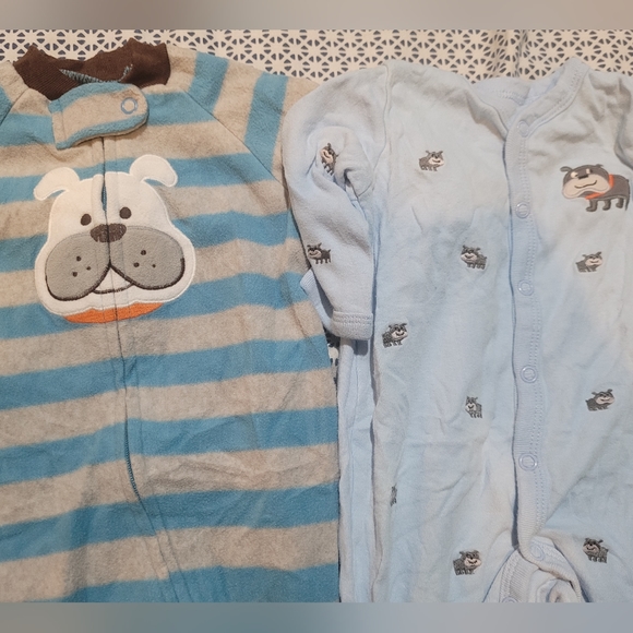 6 Piece Baby Boy 3 Months Long Sleeve Footed Pajamas - Picture 7 of 11